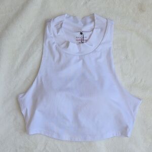 Spyder active size M white athletic crop top with built in bra NWT